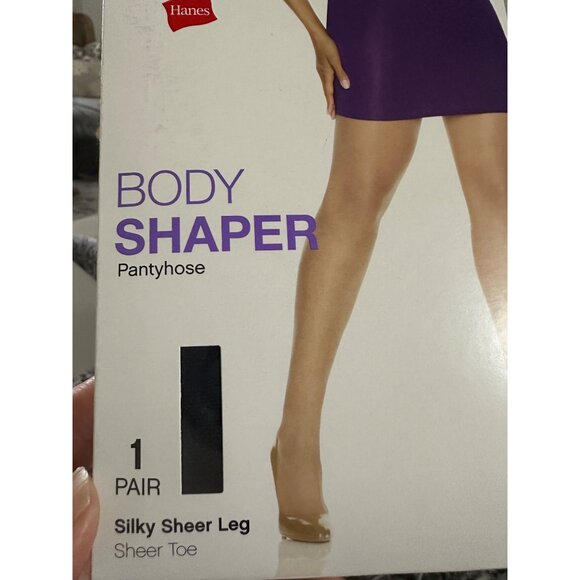 2,Hanes Style Essentials Body Shaper Pantyhose 3X/4X Black Silky Sheer Leg Plus - Picture 9 of 9